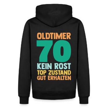Siebzig 70 Jahre Siebzigster Geburtstag - Männer Premium Bio Hoodie - Schwarz - Hinten - Nico (187cm)