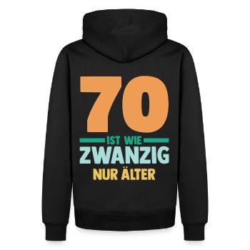 Siebzig 70 Jahre Siebzigster Geburtstag - Männer Premium Bio Hoodie - Schwarz - Hinten - Nico (187cm)