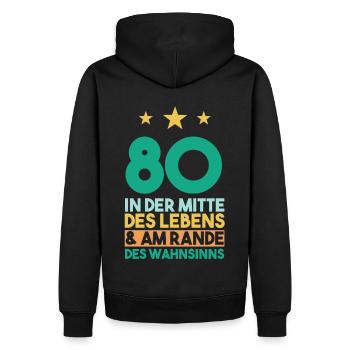 Achtzig Achtzigster 80 Jahre Geburtstag - Männer Premium Bio Hoodie - Schwarz - Hinten - Nico (187cm)