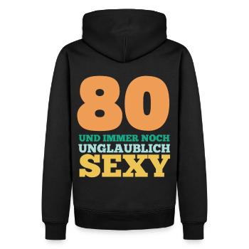 Achtzig 80 Jahre Achtzigster Geburtstag - Männer Premium Bio Hoodie - Schwarz - Hinten - Nico (187cm)