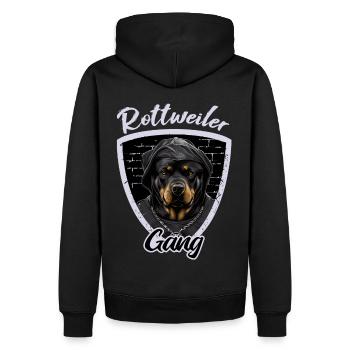 Rottweiler Gang Gangster Dog Lover Hip Hop - Sweat à capuche Premium bio Homme - noir - Dos - Nico (187cm)