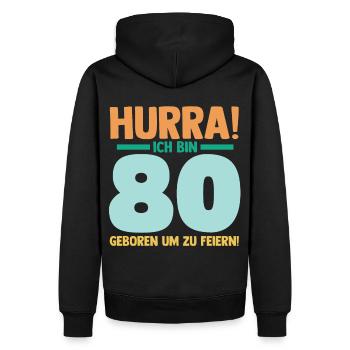 Achtzig 80 Jahre Achtzigster Geburtstag - Männer Premium Bio Hoodie - Schwarz - Hinten - Nico (187cm)