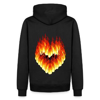 Valentin Valentin Herz Feuer Flamme heiße Liebe - Männer Premium Bio Hoodie - Schwarz - Hinten - Nico (187cm)