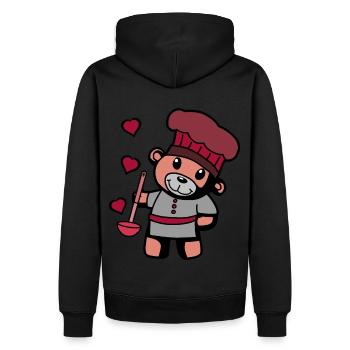 Hobbykoch Kochkunst Teddybär Koch Suppenkelle - Männer Premium Bio Hoodie - Schwarz - Hinten - Nico (187cm)