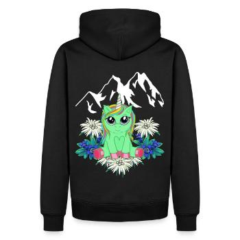 Einhorn Flora Alpen Gebirge Horn Gipfel Frühling - Männer Premium Bio Hoodie - Schwarz - Hinten - Nico (187cm)