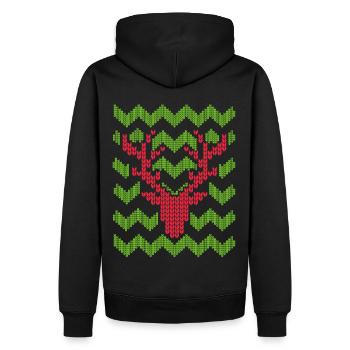 Rentier Weihnachten Strickmuster gestricktes Motiv - Männer Premium Bio Hoodie - Schwarz - Hinten - Nico (187cm)