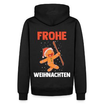 Weihnachts Lebkuchenmann Frohe Weihnachten - Männer Premium Bio Hoodie - Schwarz - Hinten - Nico (187cm)