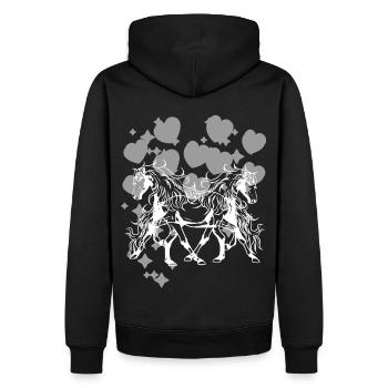 Wildpferd Pferd Pferde Pony Mädchen Reiterin Herz - Männer Premium Bio Hoodie - Schwarz - Hinten - Nico (187cm)
