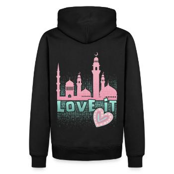 Islamischer Glaube, Moschee Spruch, Ramadan - Männer Premium Bio Hoodie - Schwarz - Hinten - Nico (187cm)