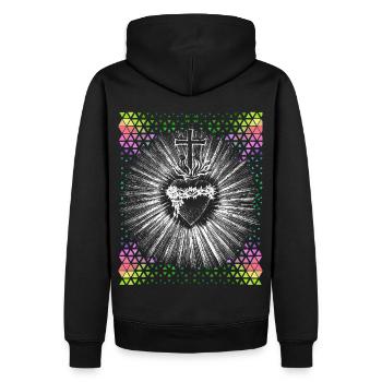 Chrétien, Jésus-Christ, Cœur qui saigne - Sweat à capuche Premium bio Homme - noir - Dos - Nico (187cm)