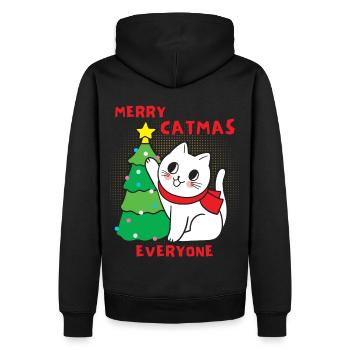 Cat with Christmas tree, funny saying, Pun - Men’s Premium Organic Hoodie - black - Back - Nico (187cm)