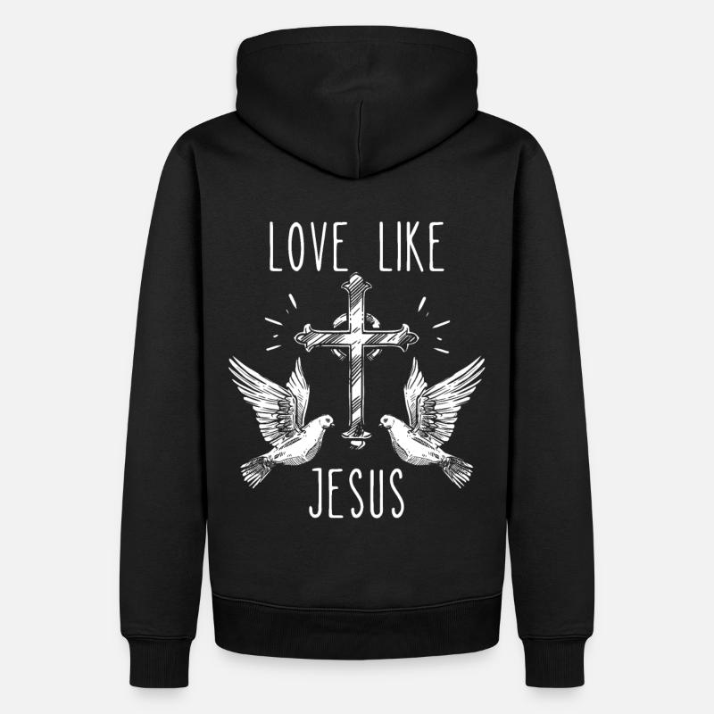 Croix de Jésus-Christ, Colombes de la paix, Proverbe - Sweat à capuche Premium bio Homme - noir