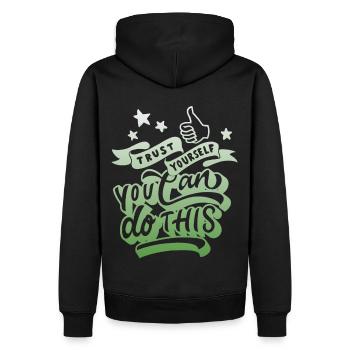 Inspirierendes Zitat, Motivation Spruch Typografie - Männer Premium Bio Hoodie - Schwarz - Hinten - Nico (187cm)