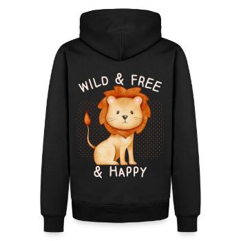 Drôle de Lion, disant, Zodiaque Lion - Sweat à capuche Premium bio Homme - noir - Dos - Nico (187cm)