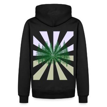 Strahlen Wald Tannen Wildnis Flora Ökologie - Männer Premium Bio Hoodie - Schwarz - Hinten - Nico (187cm)