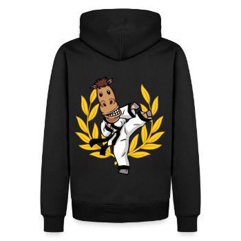 Karaté Cheval Self Défense Vous Cheval Sport - Sweat à capuche Premium bio Homme - noir - Dos - Nico (187cm)