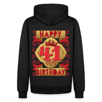 41. Geburtstag 41 Jahre alt Spruch, Vintage-Design - Männer Premium Bio Hoodie - Schwarz - Hinten - Nico (187cm)