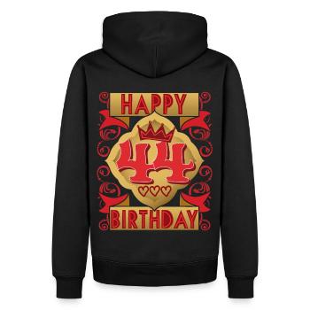 44e anniversaire 44 ans dicton, design vintage - Sweat à capuche Premium bio Homme - noir - Dos - Nico (187cm)