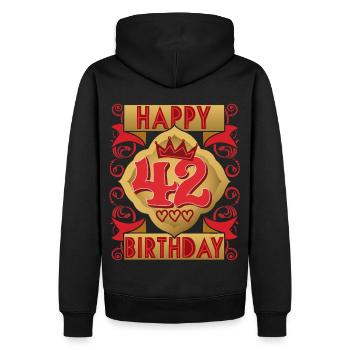 42. Geburtstag 42 Jahre alt Spruch, Vintage-Design - Männer Premium Bio Hoodie - Schwarz - Hinten - Nico (187cm)