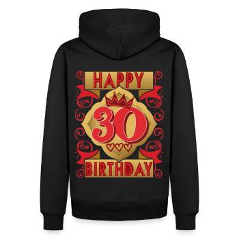 30e anniversaire 30 ans dicton, design vintage - Sweat à capuche Premium bio Homme - noir - Dos - Nico (187cm)
