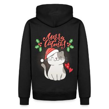 Noël avec drôle de chat, Merrry-Catmas, jeu de mots - Sweat à capuche Premium bio Homme - noir - Dos - Nico (187cm)