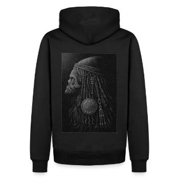 Bolivian skull with ethnic patterns - Men’s Premium Organic Hoodie - black - Back - Nico (187cm)