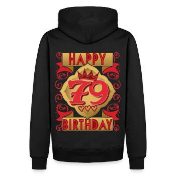 79. Geburtstag 79 Jahre alt Spruch, Vintage-Design - Männer Premium Bio Hoodie - Schwarz - Hinten - Nico (187cm)