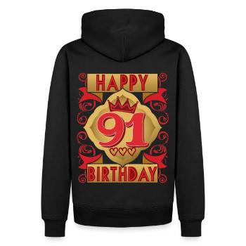 91. Geburtstag 91 Jahre alt Spruch, Vintage-Design - Männer Premium Bio Hoodie - Schwarz - Hinten - Nico (187cm)