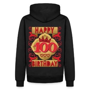 100e anniversaire 100e anniversaire en disant, design vintage - Sweat à capuche Premium bio Homme - noir - Dos - Nico (187cm)