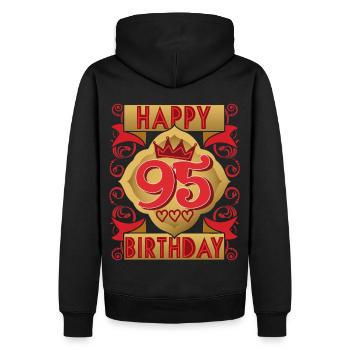 95e anniversaire 95 ans dicton, design vintage - Sweat à capuche Premium bio Homme - noir - Dos - Nico (187cm)