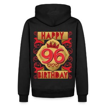 96. Geburtstag 96 Jahre alt Spruch, Vintage-Design - Männer Premium Bio Hoodie - Schwarz - Hinten - Nico (187cm)