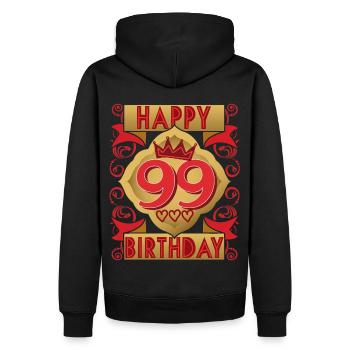 99. Geburtstag 99 Jahre alt Spruch, Vintage-Design - Männer Premium Bio Hoodie - Schwarz - Hinten - Nico (187cm)