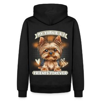 Yorkshire Terrier, Yorkie, drôle de dicton - Sweat à capuche Premium bio Homme - noir - Dos - Nico (187cm)