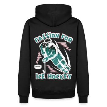 Eishockey, Eishockeyspieler, lustiger Spruch - Männer Premium Bio Hoodie - Schwarz - Hinten - Nico (187cm)