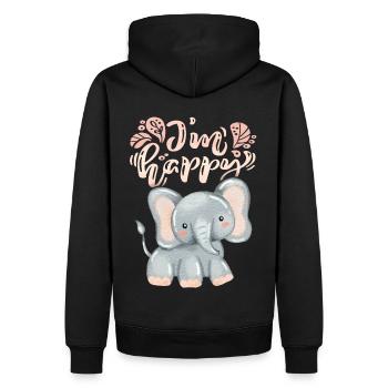 Spruch I'm-happy, lustiger kawaii Elefant - Männer Premium Bio Hoodie - Schwarz - Hinten - Nico (187cm)