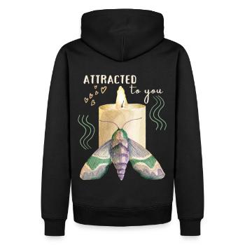 Valentinstag Motte Kerze lustiger Liebe-Spruch - Männer Premium Bio Hoodie - Schwarz - Hinten - Nico (187cm)
