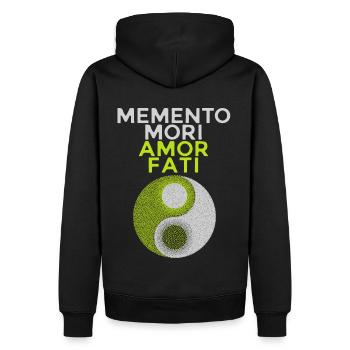 Dicton latin Memento-Mori, motivation - Sweat à capuche Premium bio Homme - noir - Dos - Nico (187cm)