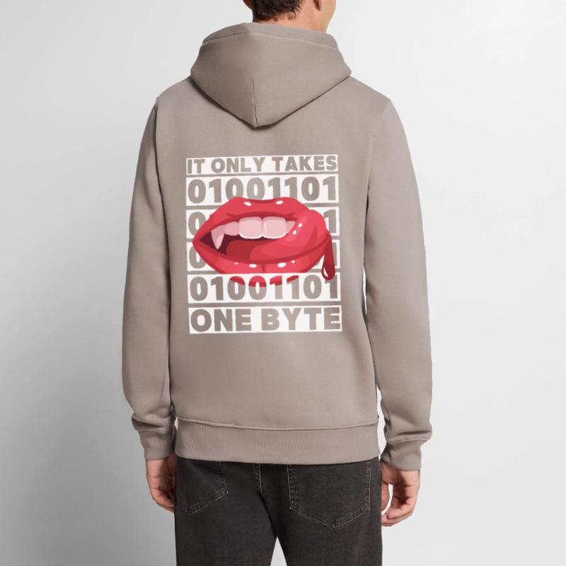 Bit bytes Binary Computer Nerd, Vampire, Dire, Jeu de mots Sweat à capuche Premium bio Homme