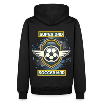 Soccer Dad, lustiger Spruch, Fußball-Papa - Männer Premium Bio Hoodie - Schwarz - Hinten - Nico (187cm)