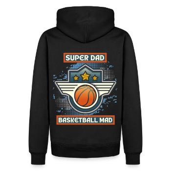 Basketball Dad, lustiger Spruch, Basketball-Papa - Männer Premium Bio Hoodie - Schwarz - Hinten - Nico (187cm)