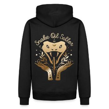Schlange, Snake-Oil-Seller, Spruch - Männer Premium Bio Hoodie - Schwarz - Hinten - Nico (187cm)