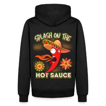 Pepperoni, scharfe Soße, Mexiko lustiger Spruch - Männer Premium Bio Hoodie - Schwarz - Hinten - Nico (187cm)
