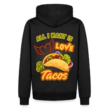 Tout ce que je veux, amour et tacos, tacos Mexique - Sweat à capuche Premium bio Homme - noir - Dos - Nico (187cm)