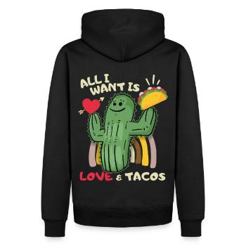 Tout ce que je veux, amour et tacos, tacos Mexique - Sweat à capuche Premium bio Homme - noir - Dos - Nico (187cm)