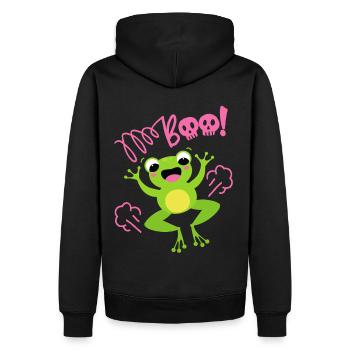 Frosch-Motiv, lustiger-Frosch, Boo-Halloween - Männer Premium Bio Hoodie - Schwarz - Hinten - Nico (187cm)