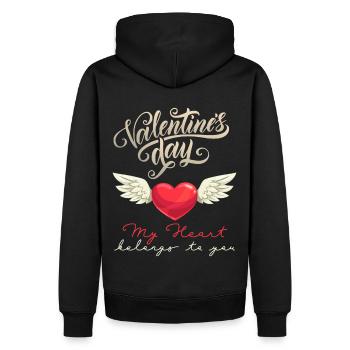 Valentine's Day, Love, Heart-Wings Angel Wings - Men’s Premium Organic Hoodie - black - Back - Nico (187cm)