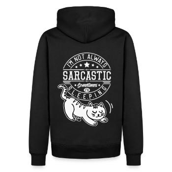 Sarcasme drôle de dicton avec chat, introverti - Sweat à capuche Premium bio Homme - noir - Dos - Nico (187cm)