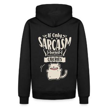 Sarcasme, gros chat veut brûler des calories - Sweat à capuche Premium bio Homme - noir - Dos - Nico (187cm)