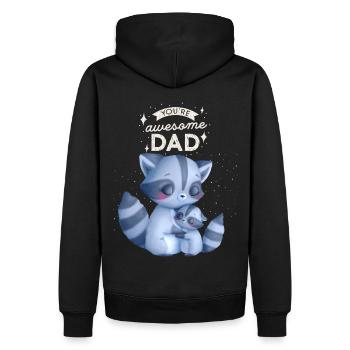 Father's Day, Daddy-Daddy, Daddy-Funny Raccoons - Men’s Premium Organic Hoodie - black - Back - Nico (187cm)