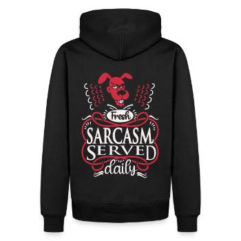 Chien, sarcasme, drôle de dicton typographie - Sweat à capuche Premium bio Homme - noir - Dos - Nico (187cm)
